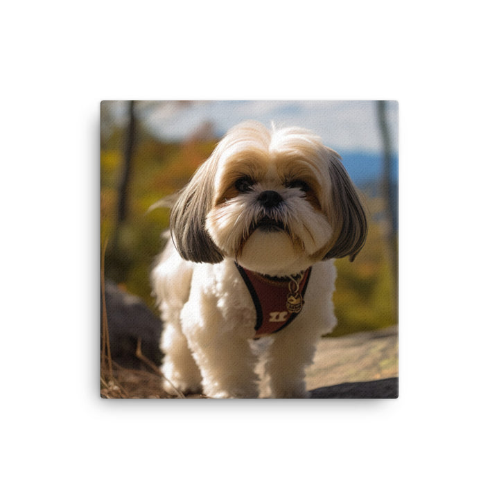 Adventurous Shih Tzu on a Hike Canvas - PosterfyAI.com