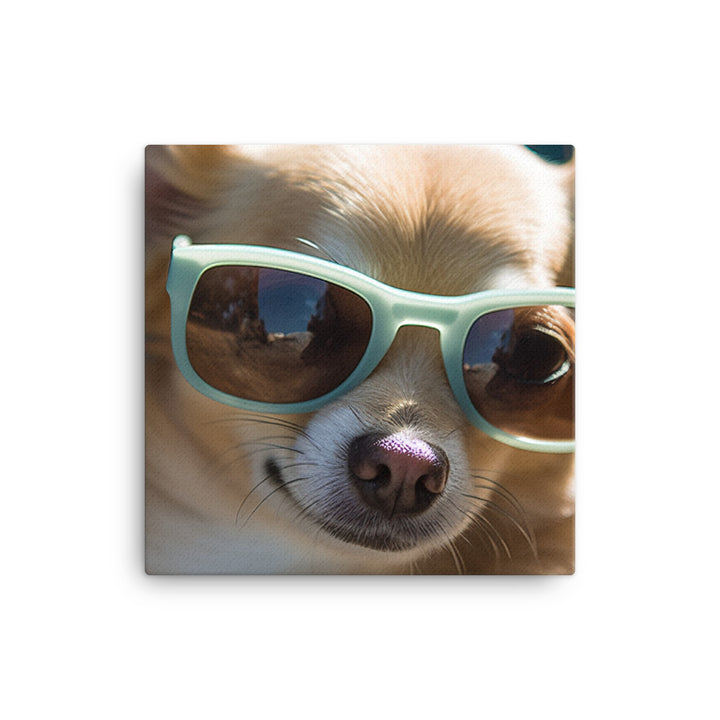 A Chihuahua wearing sunglasses Canvas - PosterfyAI.com