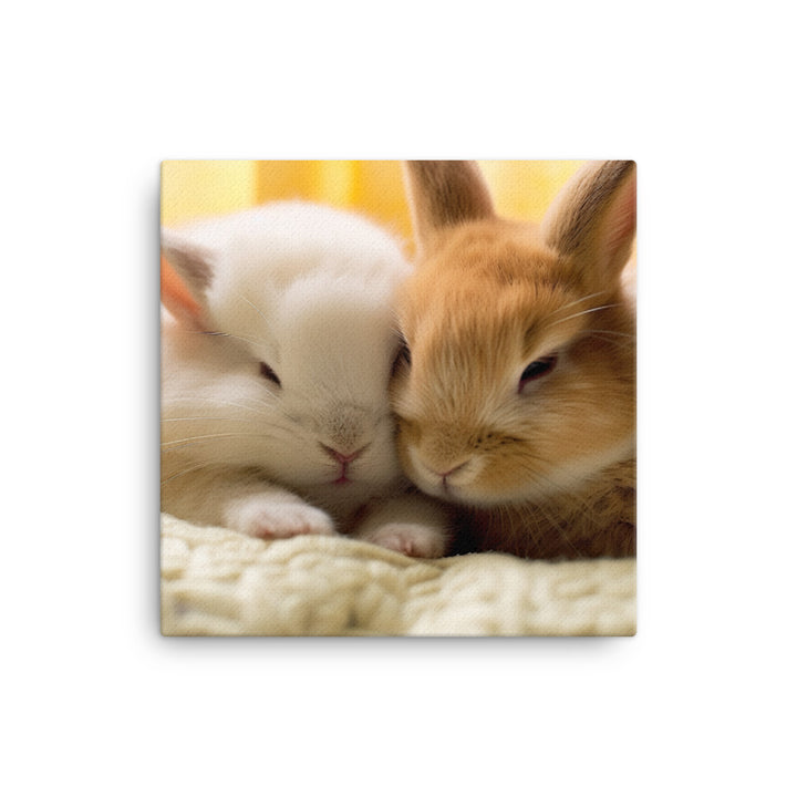 Tan Bunnys Gentle Cuddles Canvas - PosterfyAI.com