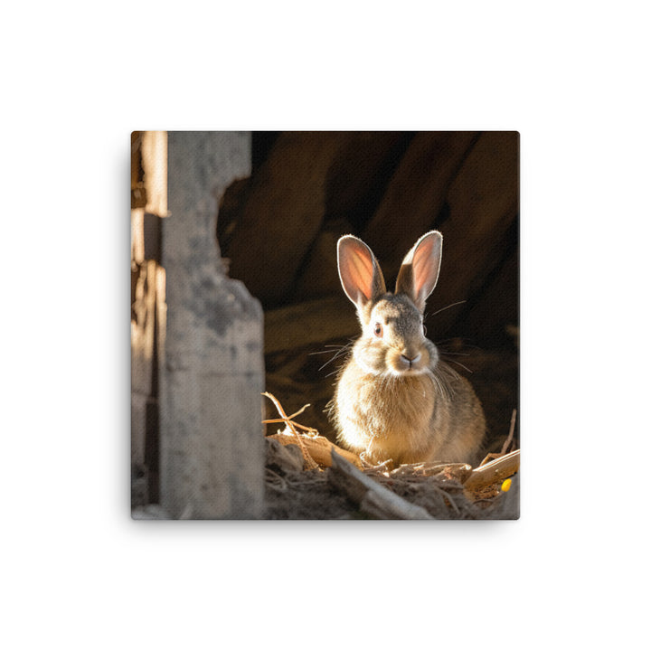 Tan Bunny Amidst Rustic Beauty Canvas - PosterfyAI.com