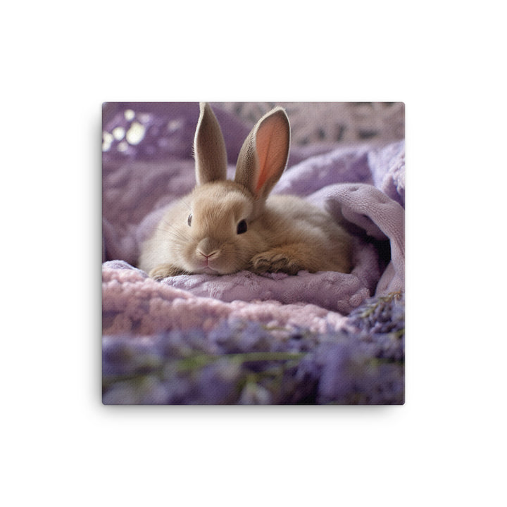 Lilac Bunny in a Cozy Setting Canvas - PosterfyAI.com