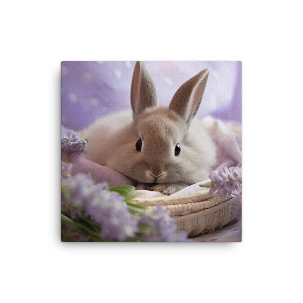 Lilac Bunny in a Cozy Setting Canvas - PosterfyAI.com