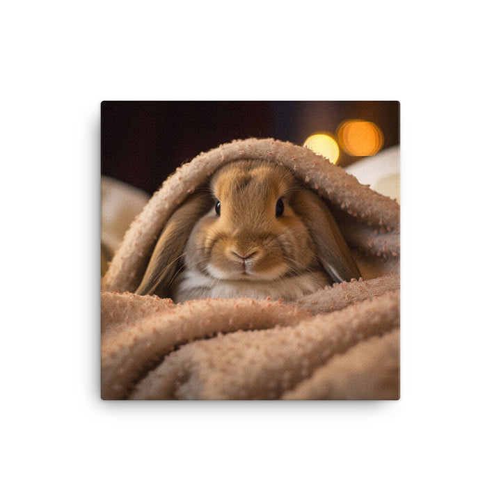 Mini Lop Bunny in a Cozy Setting Canvas - PosterfyAI.com