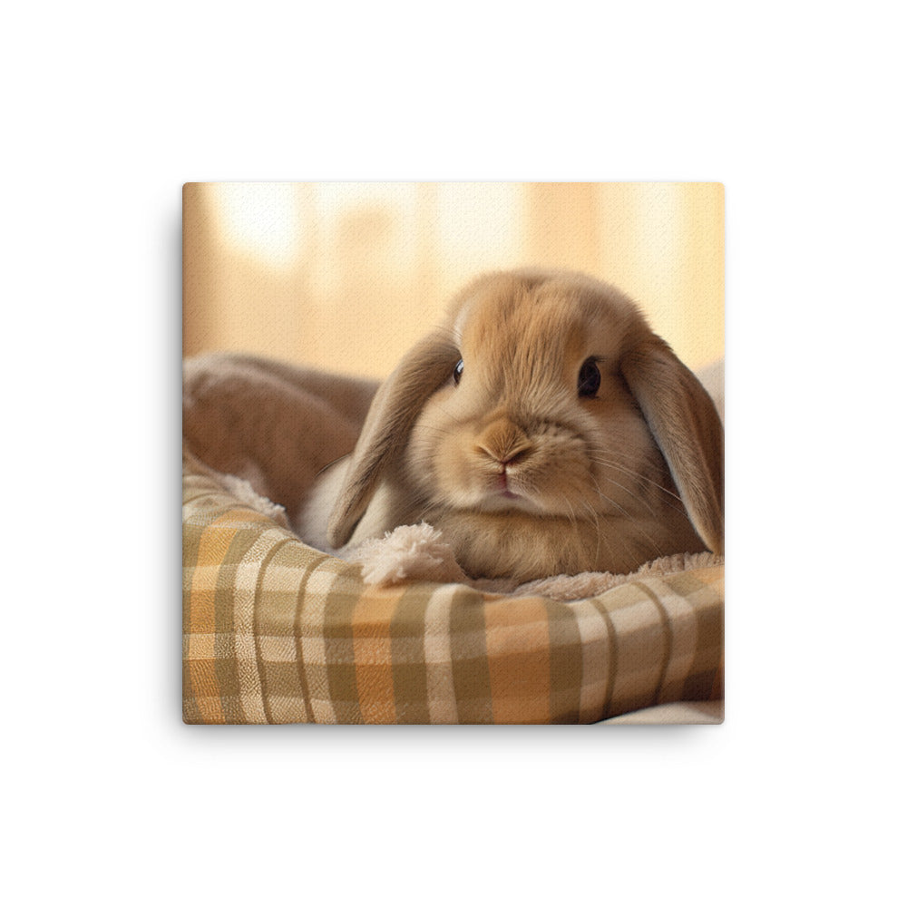 Mini Lop Bunny in a Cozy Setting Canvas - PosterfyAI.com