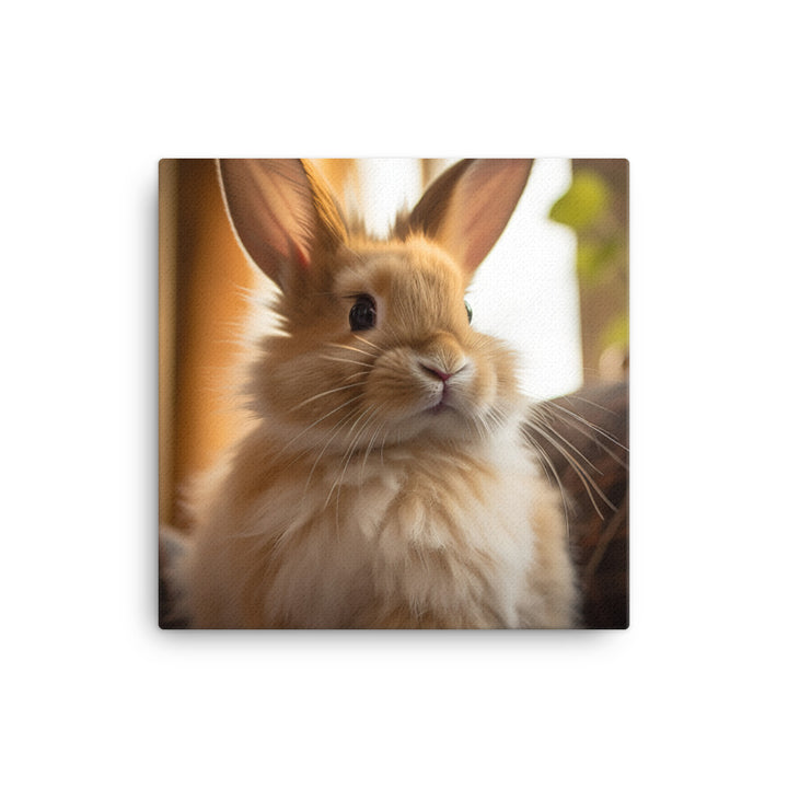 Lionhead Bunny in a Cozy Setting Canvas - PosterfyAI.com