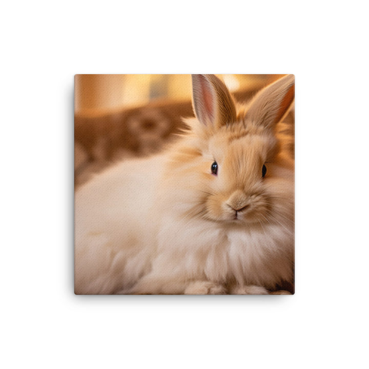 Lionhead Bunny in a Cozy Setting Canvas - PosterfyAI.com