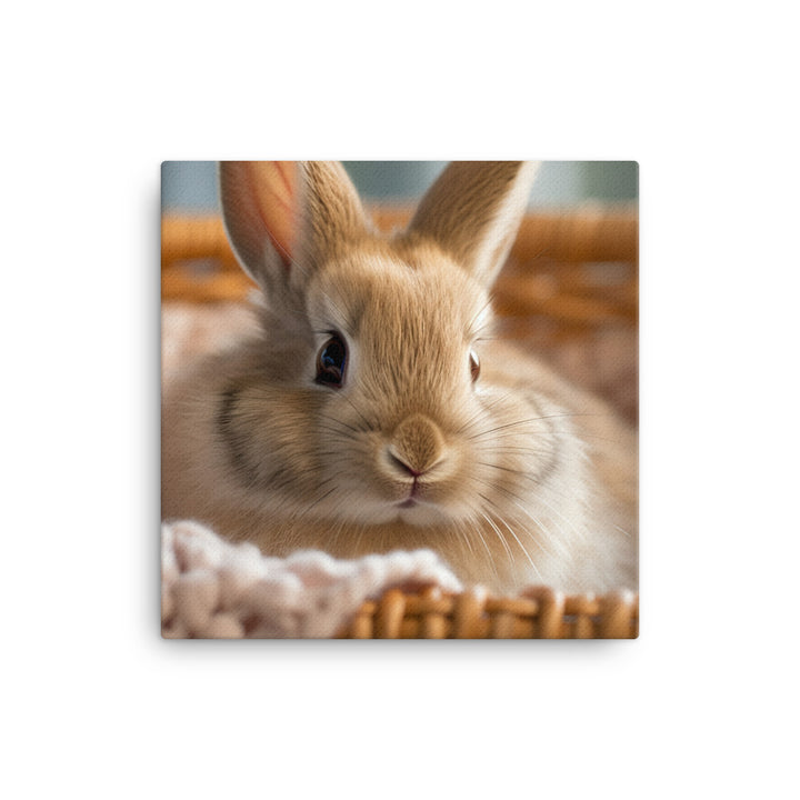 Jersey Wooly Bunny in a Cozy Setting Canvas - PosterfyAI.com