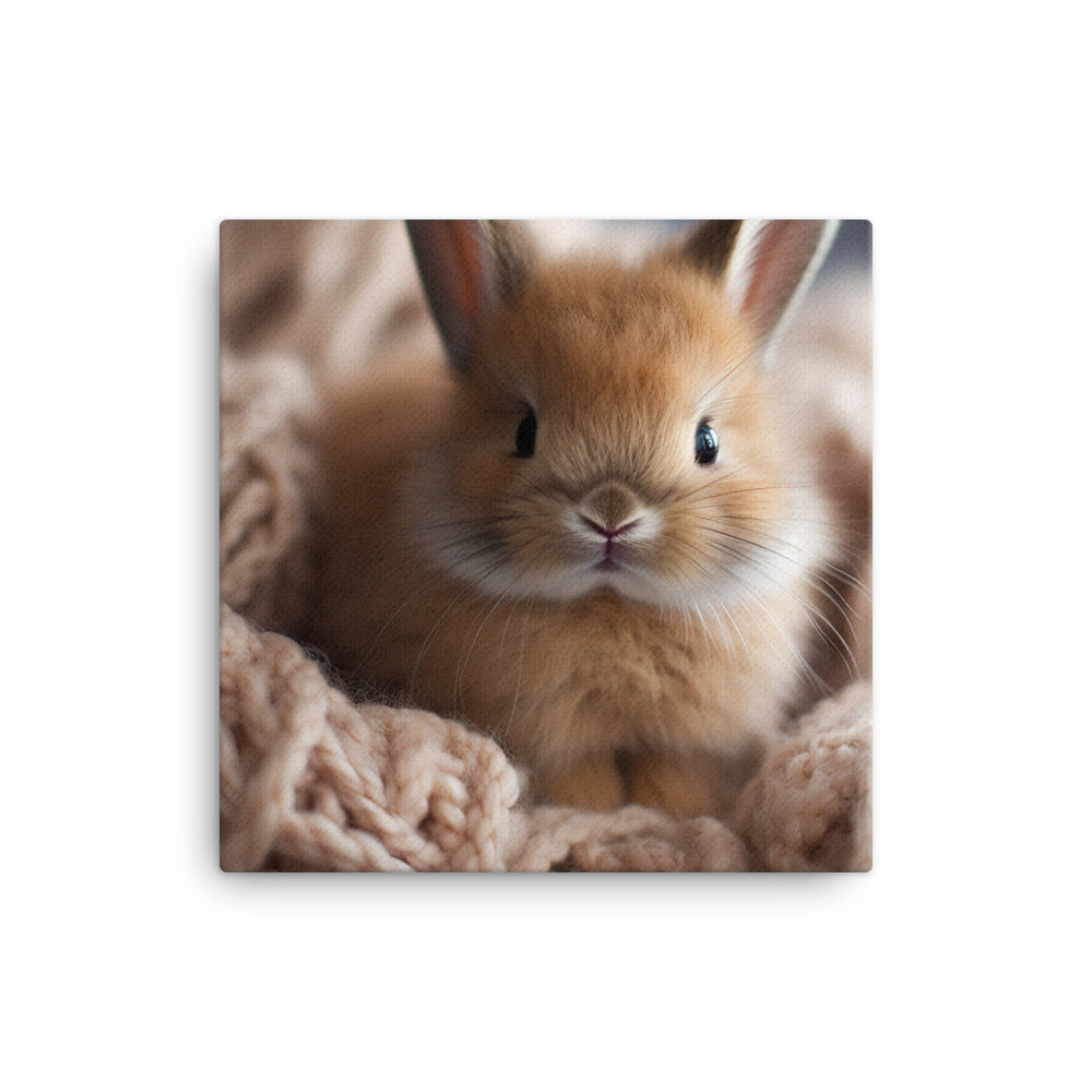 Adorable Jersey Wooly Bunny Canvas - PosterfyAI.com