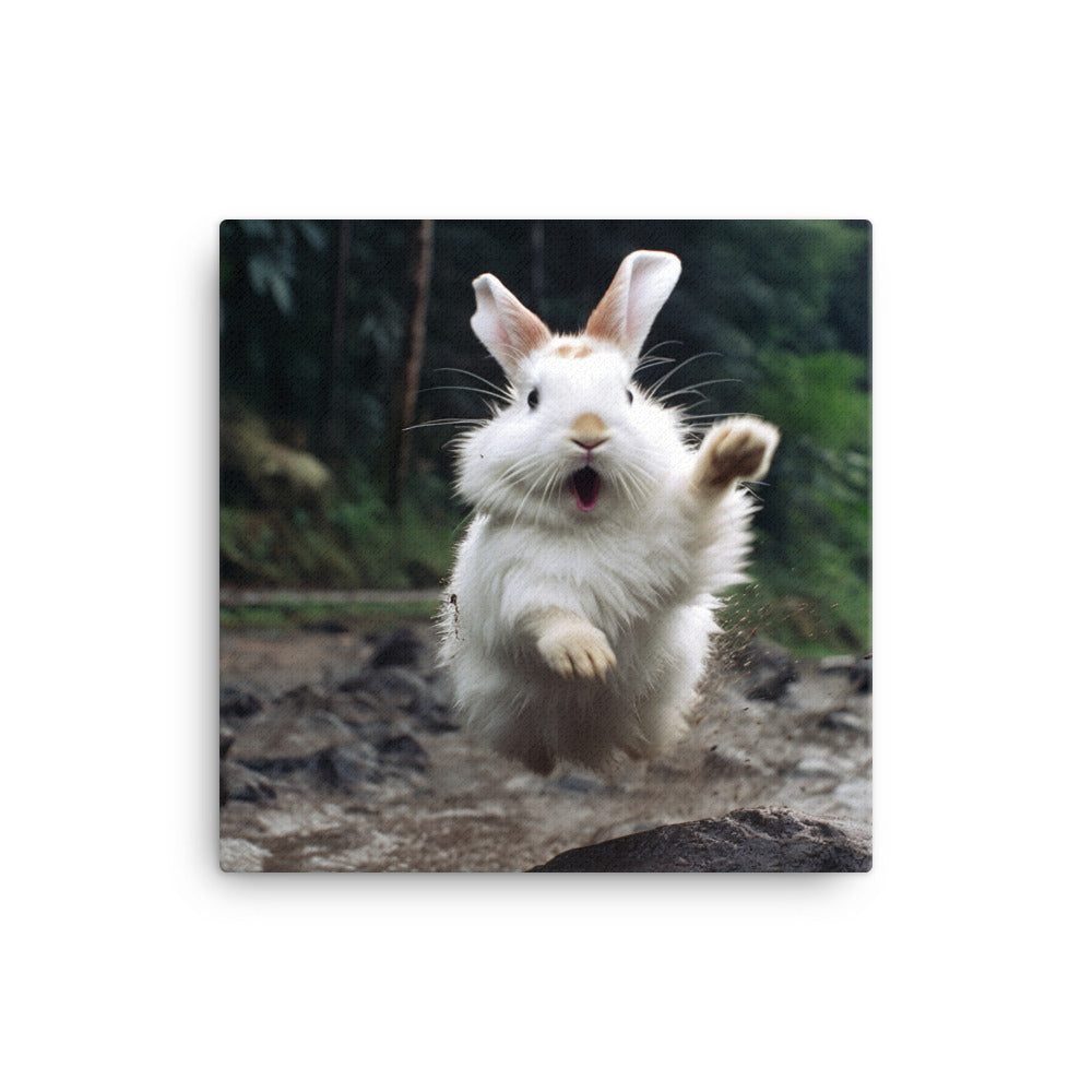 Himalayan Bunny Enjoying a Playful Hop Canvas - PosterfyAI.com