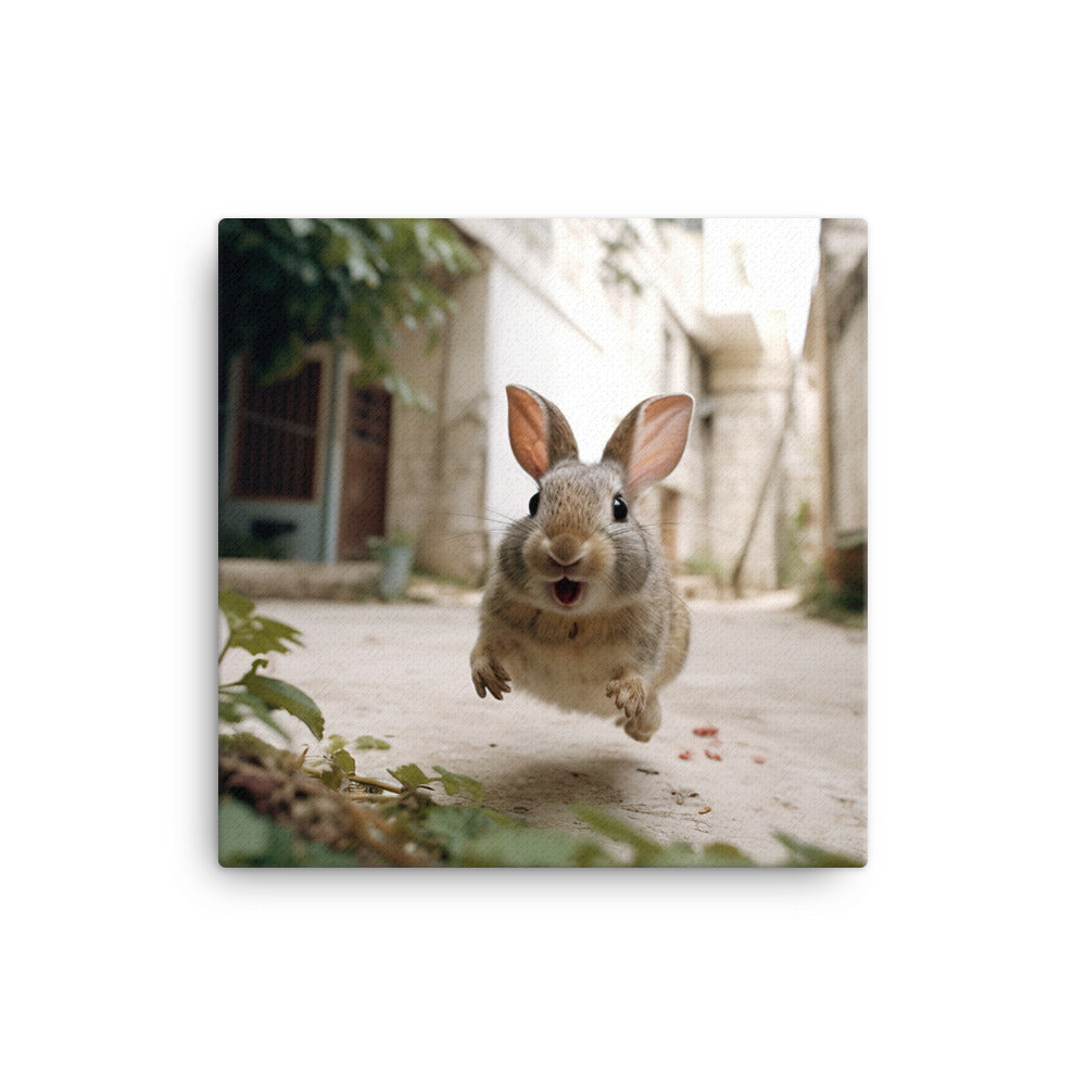 Havana Bunny Enjoying a Playful Hop Canvas - PosterfyAI.com