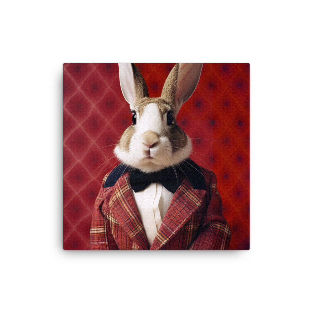 Harlequin Bunny with a Stylish Pose Canvas - PosterfyAI.com