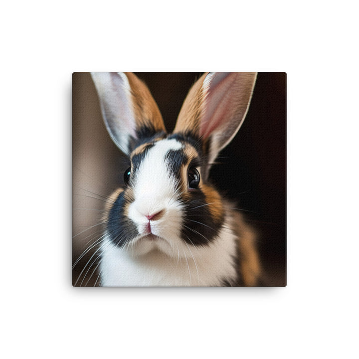 Charming Harlequin Bunny Canvas - PosterfyAI.com