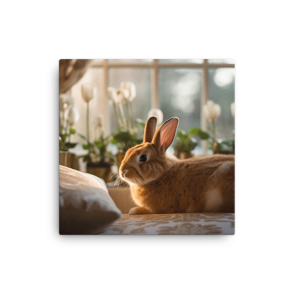 Dutch Bunny in a Cozy Setting Canvas - PosterfyAI.com