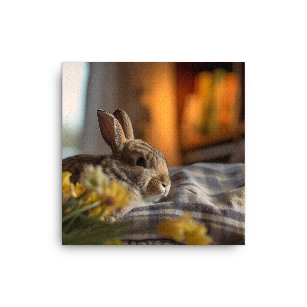 Dutch Bunny in a Cozy Setting Canvas - PosterfyAI.com