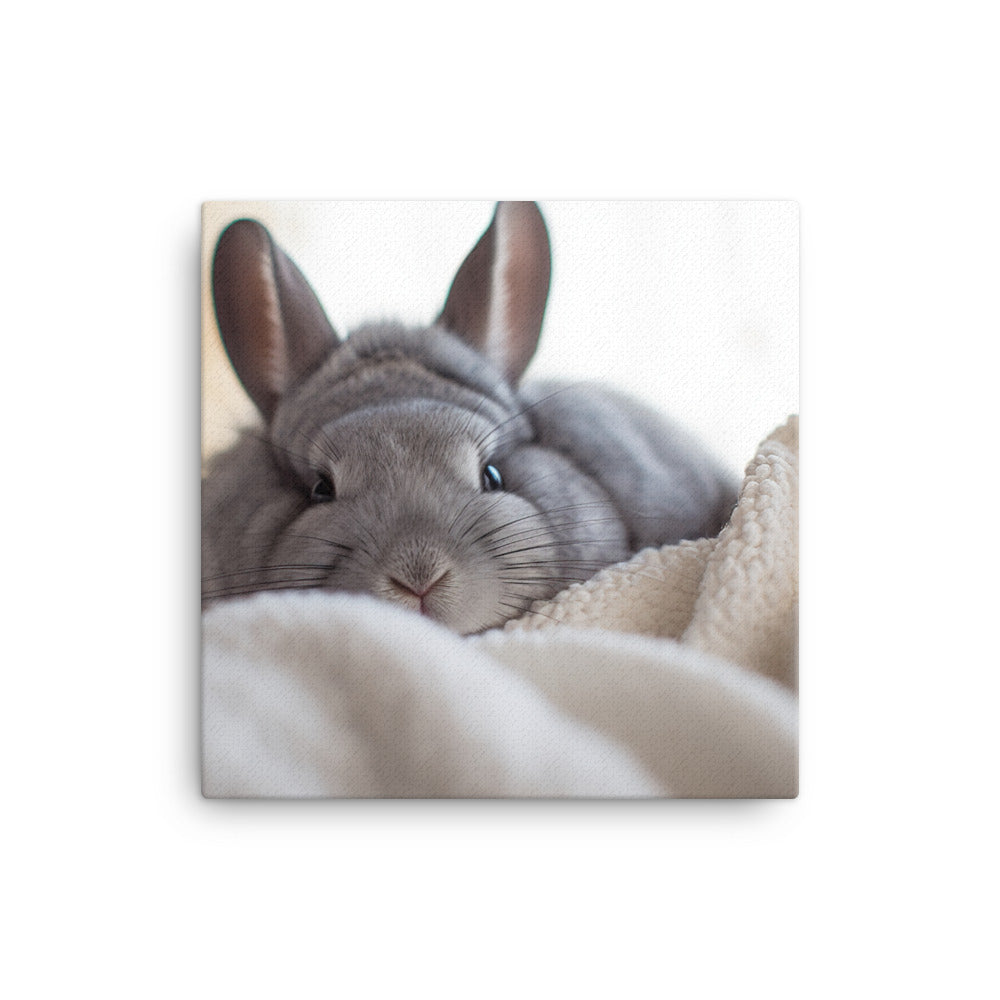 Chinchilla Bunny in a Cozy Setting Canvas - PosterfyAI.com