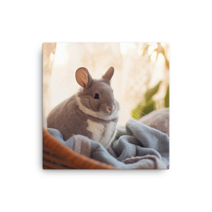 Chinchilla Bunny in a Cozy Setting Canvas - PosterfyAI.com