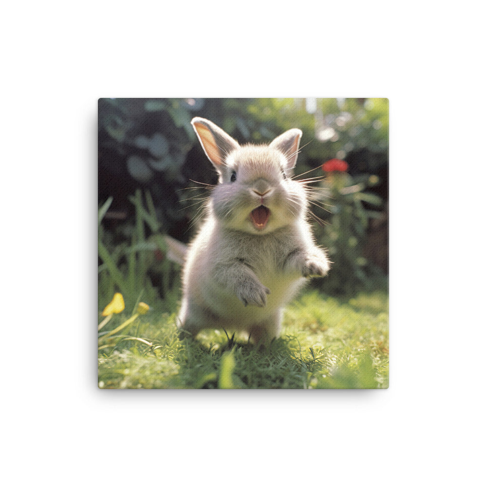 Britannia Petite Bunny Enjoying a Playful Hop Canvas - PosterfyAI.com