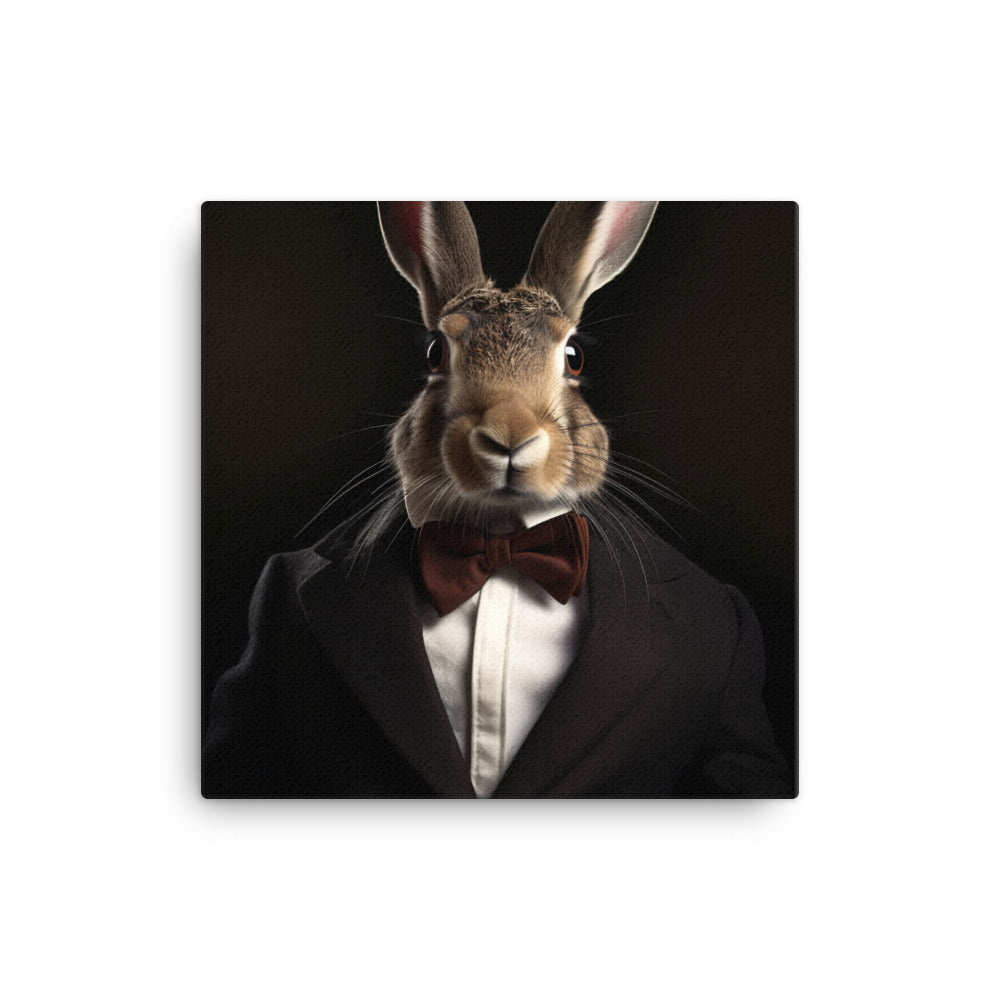 Belgian Hare with a Fashionable Pose Canvas - PosterfyAI.com