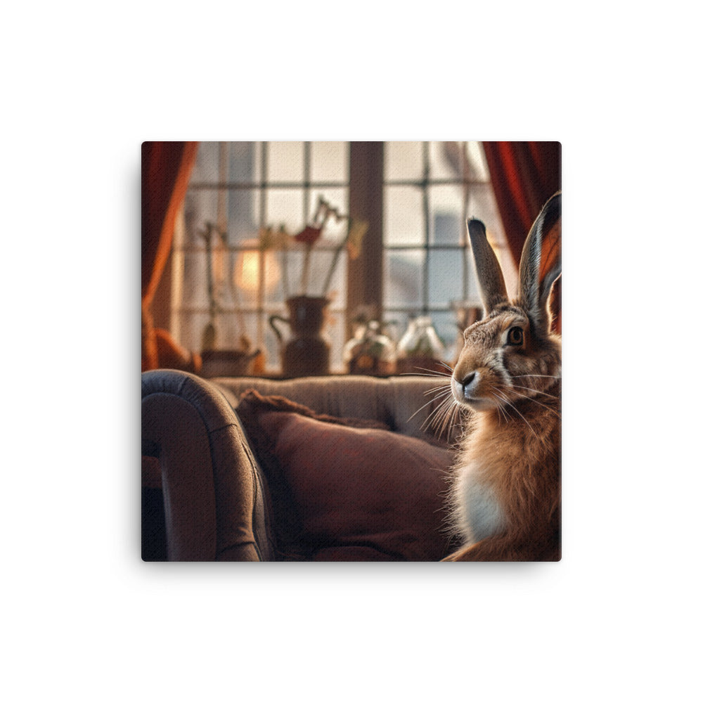 Belgian Hare in a Cozy Setting Canvas - PosterfyAI.com
