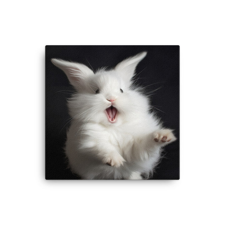 Angora Bunny with a Playful Expression Canvas - PosterfyAI.com