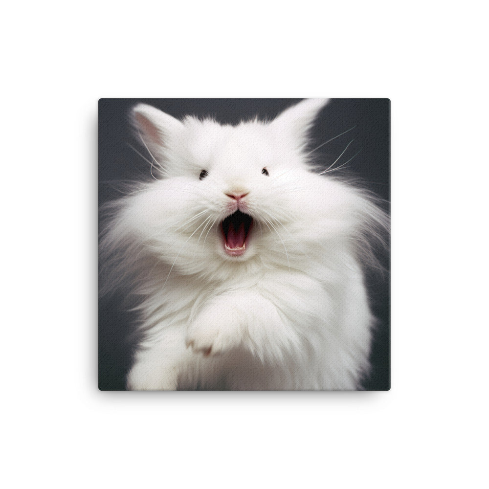 Angora Bunny with a Playful Expression Canvas - PosterfyAI.com
