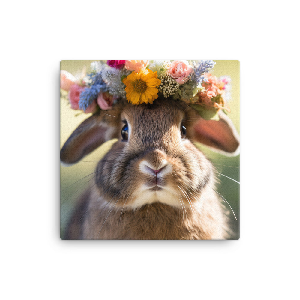 American Bunny with a Crown Canvas - PosterfyAI.com