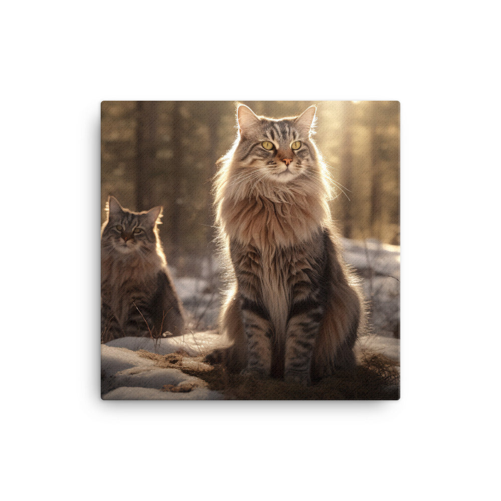 Norwegian Forest Cats Canvas - PosterfyAI.com