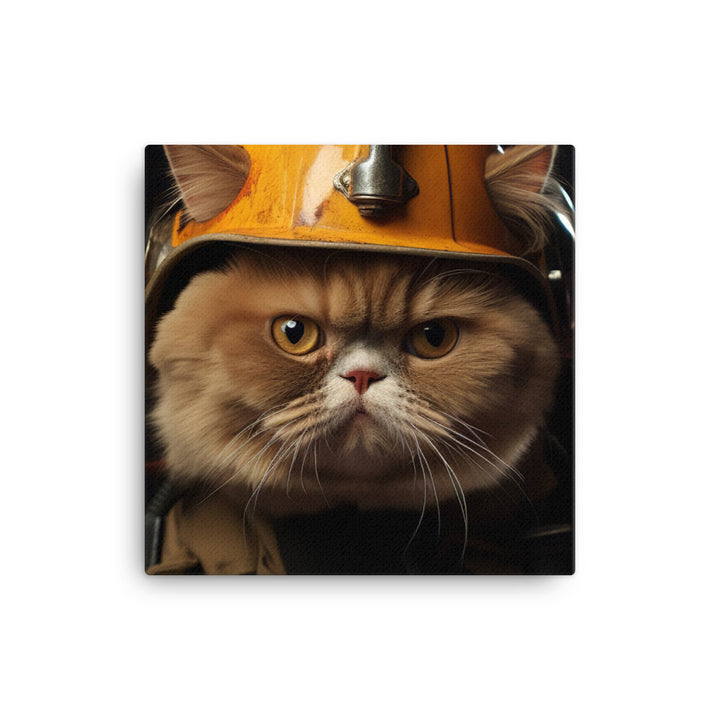 Exotic Shorthair Firefighter Canvas - PosterfyAI.com