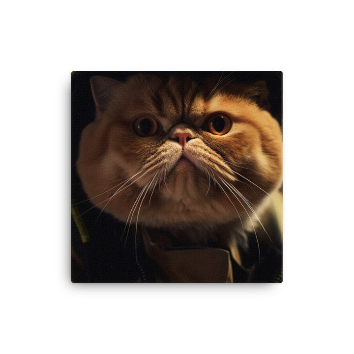 Exotic Shorthair Firefighter Canvas - PosterfyAI.com