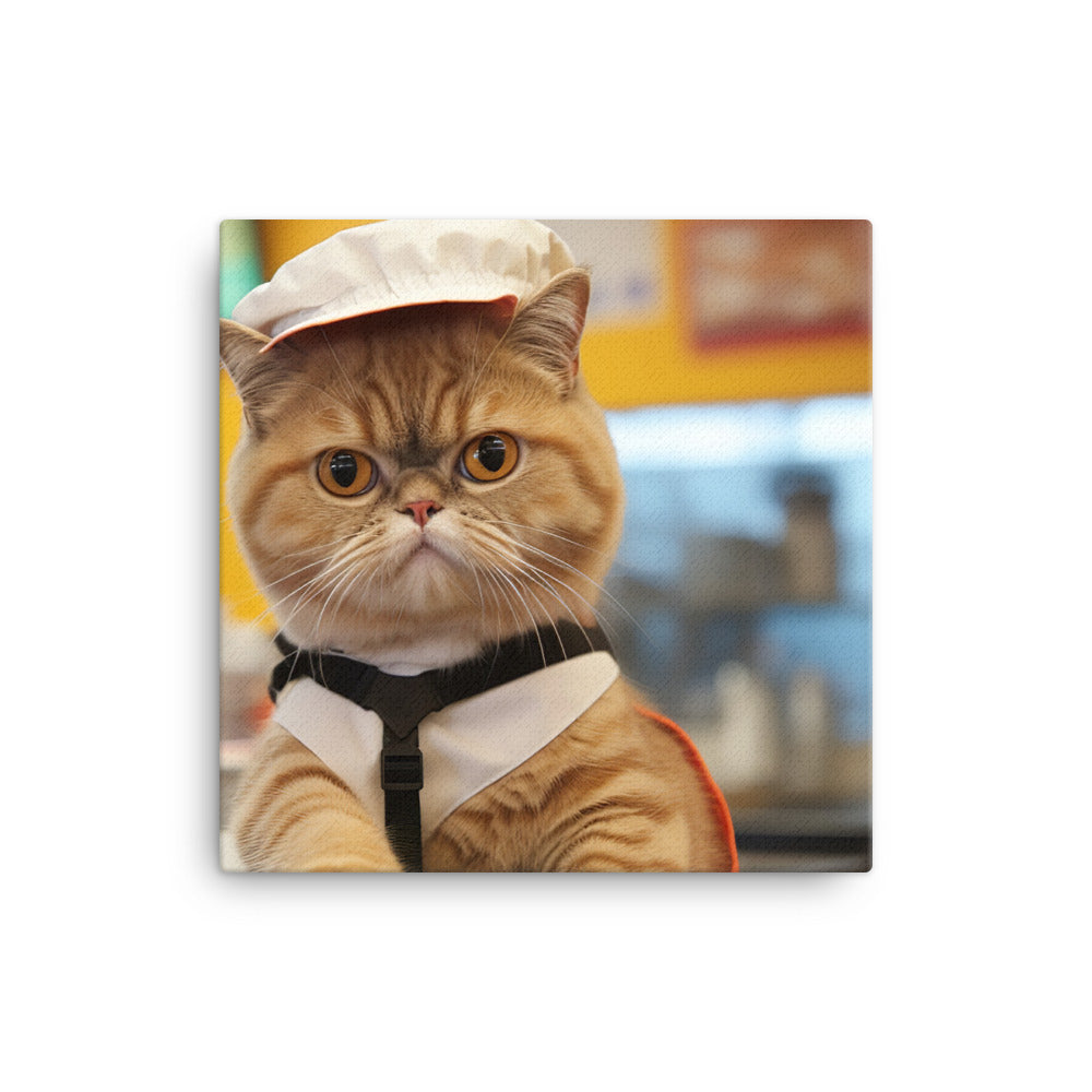 Exotic Shorthair Fast Food Crew Canvas - PosterfyAI.com