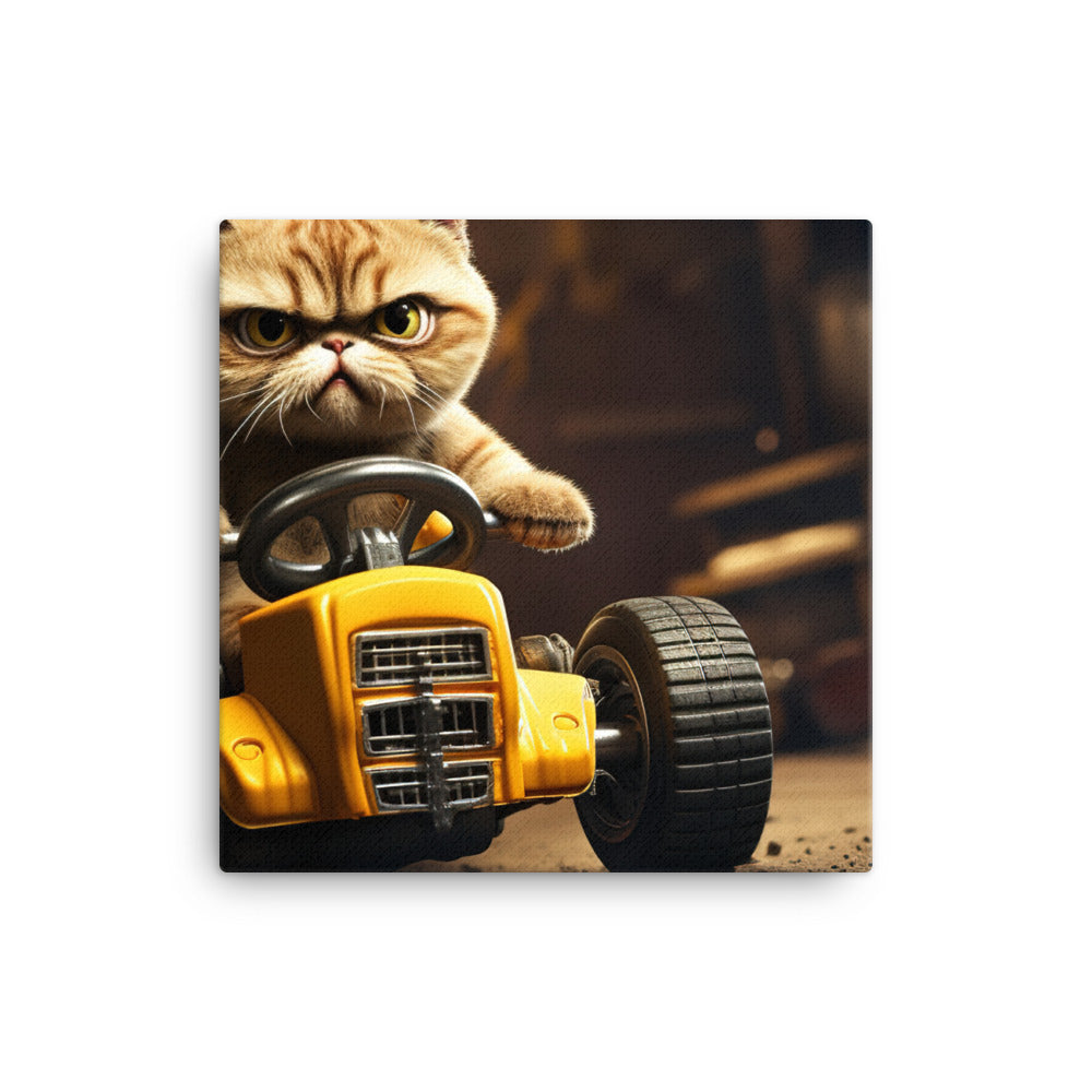 Exotic Shorthair Motorsport Athlete Canvas - PosterfyAI.com