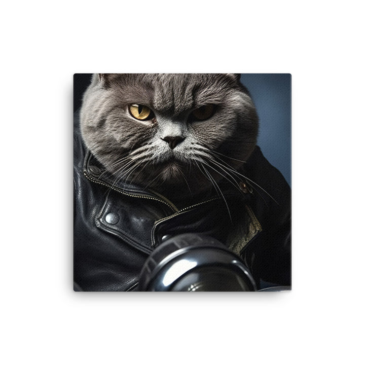 British Shorthair Superbike Athlete Canvas - PosterfyAI.com