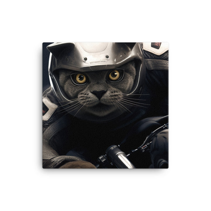 British Shorthair Superbike Athlete Canvas - PosterfyAI.com