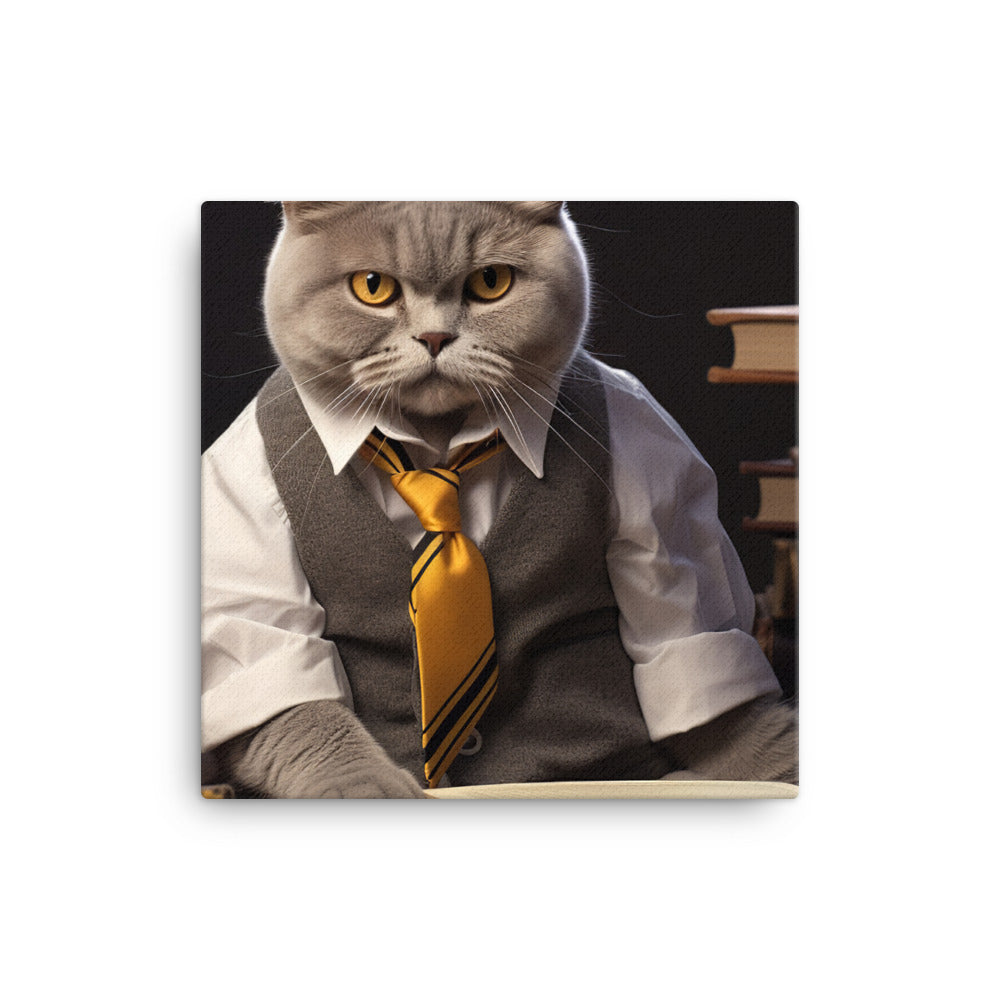 British Shorthair Student Canvas - PosterfyAI.com