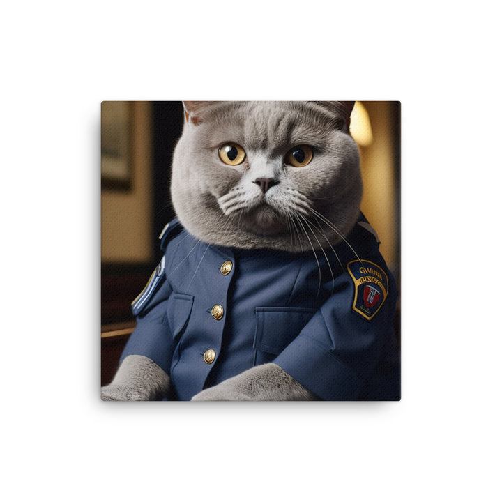 British Shorthair Security Officer Canvas - PosterfyAI.com