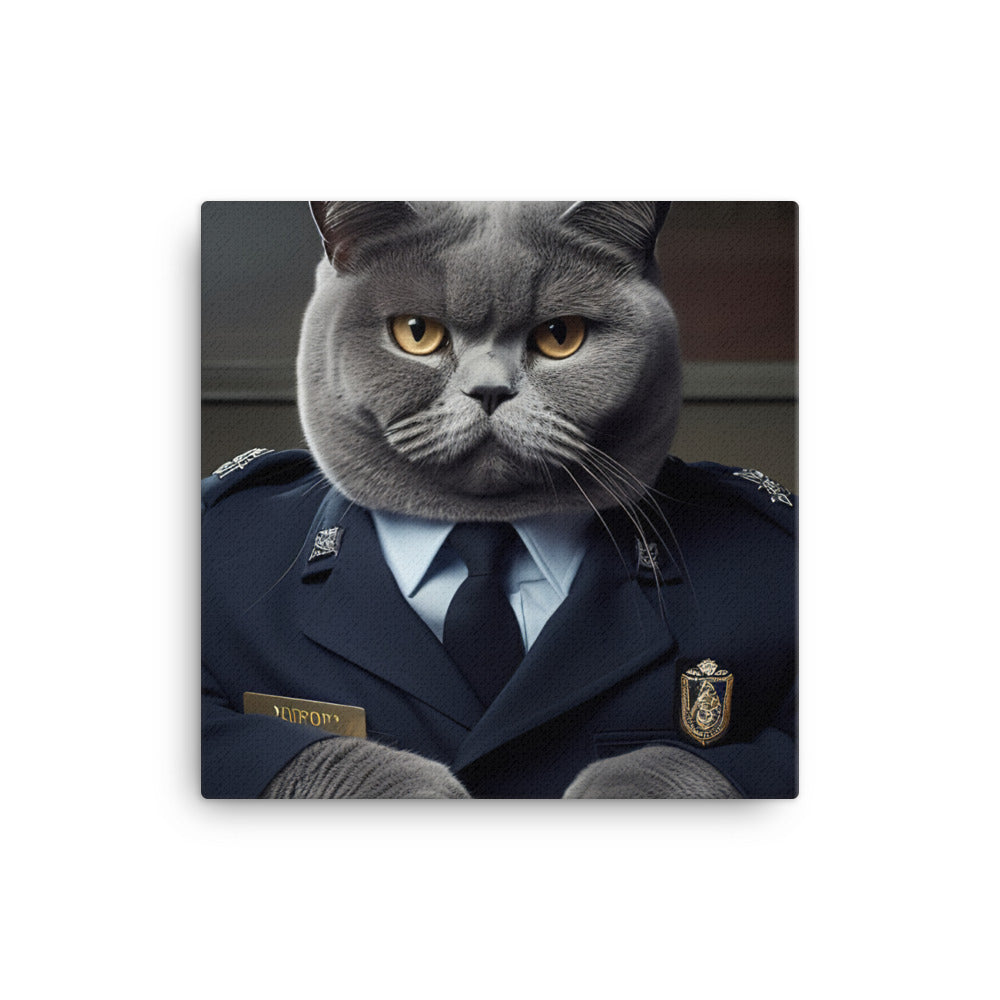 British Shorthair Security Officer Canvas - PosterfyAI.com