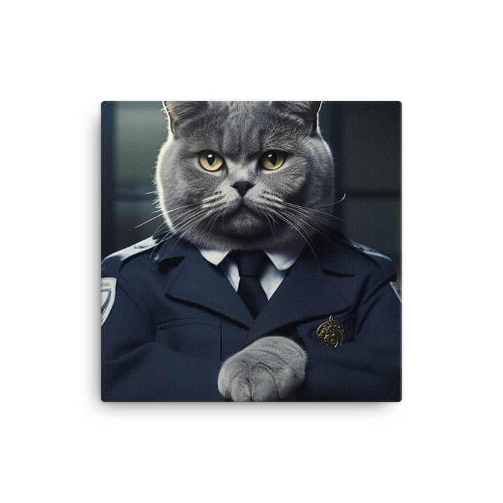 British Shorthair Prison Officer Canvas - PosterfyAI.com