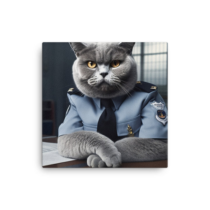 British Shorthair Prison Officer Canvas - PosterfyAI.com