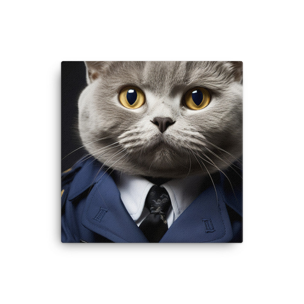 British Shorthair Pilot Canvas - PosterfyAI.com