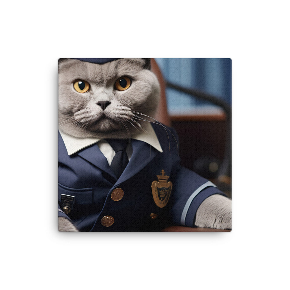 British Shorthair Pilot Canvas - PosterfyAI.com