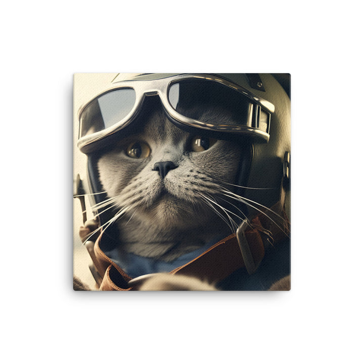 British Shorthair Pilot Canvas - PosterfyAI.com