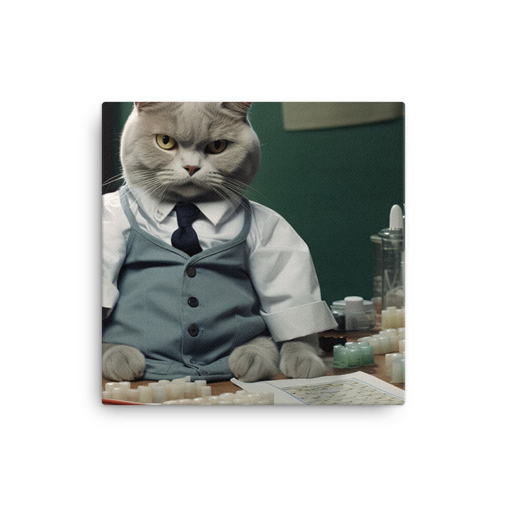 British Shorthair Pharmacist Canvas - PosterfyAI.com