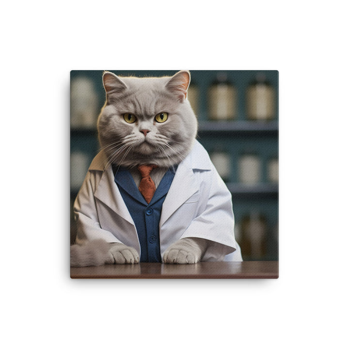 British Shorthair Pharmacist Canvas - PosterfyAI.com