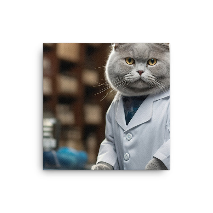 British Shorthair Pharmacist Canvas - PosterfyAI.com