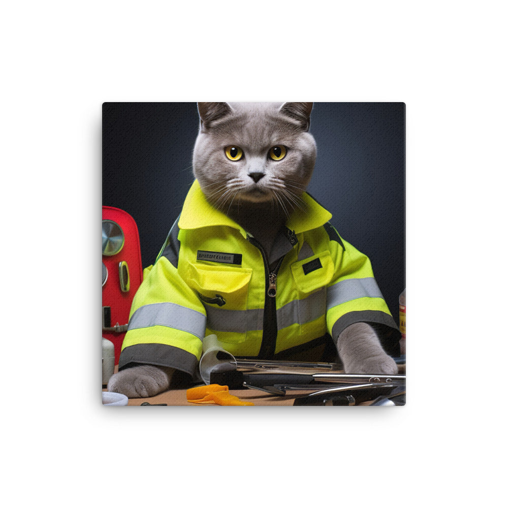 British Shorthair Paramedic Canvas - PosterfyAI.com