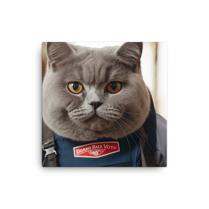 British Shorthair Mail Carrier Canvas - PosterfyAI.com