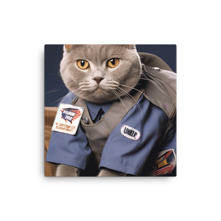 British Shorthair Mail Carrier Canvas - PosterfyAI.com