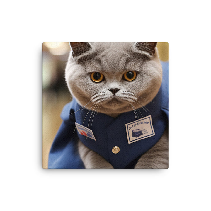 British Shorthair Mail Carrier Canvas - PosterfyAI.com