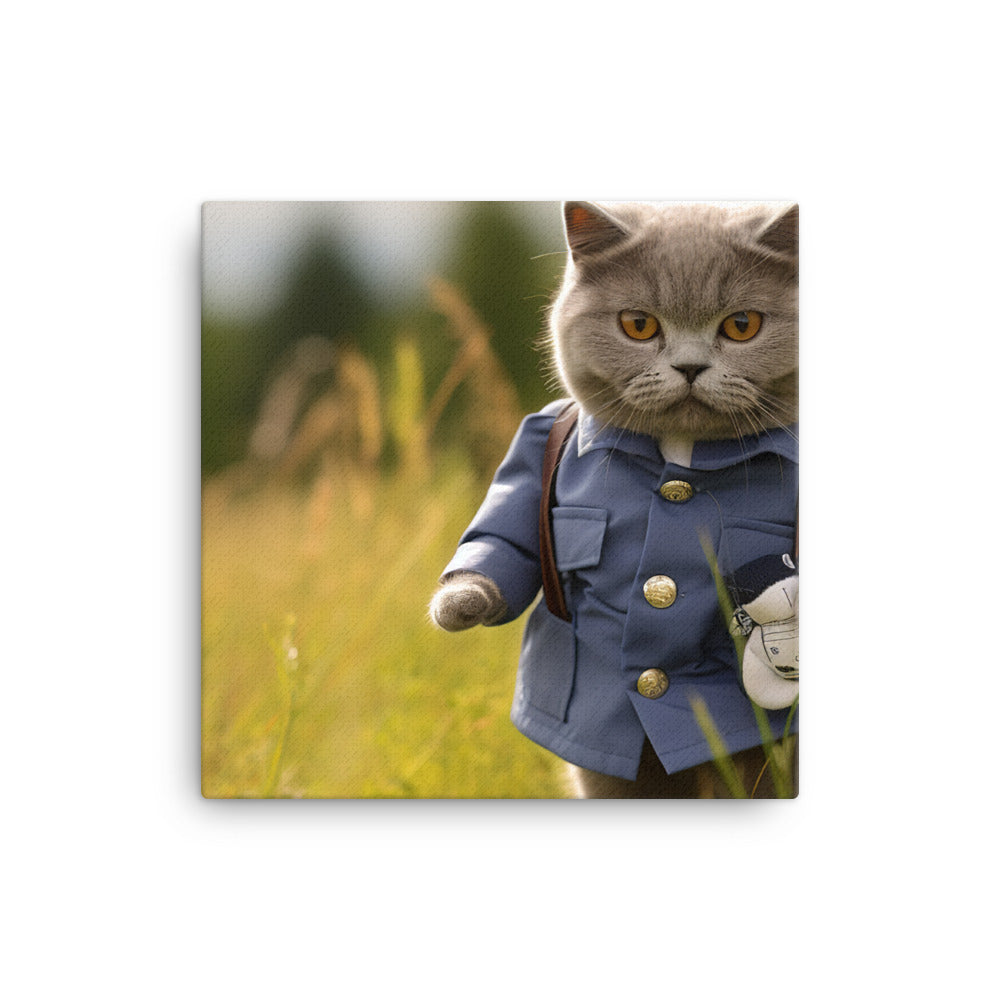 British Shorthair Mail Carrier Canvas - PosterfyAI.com