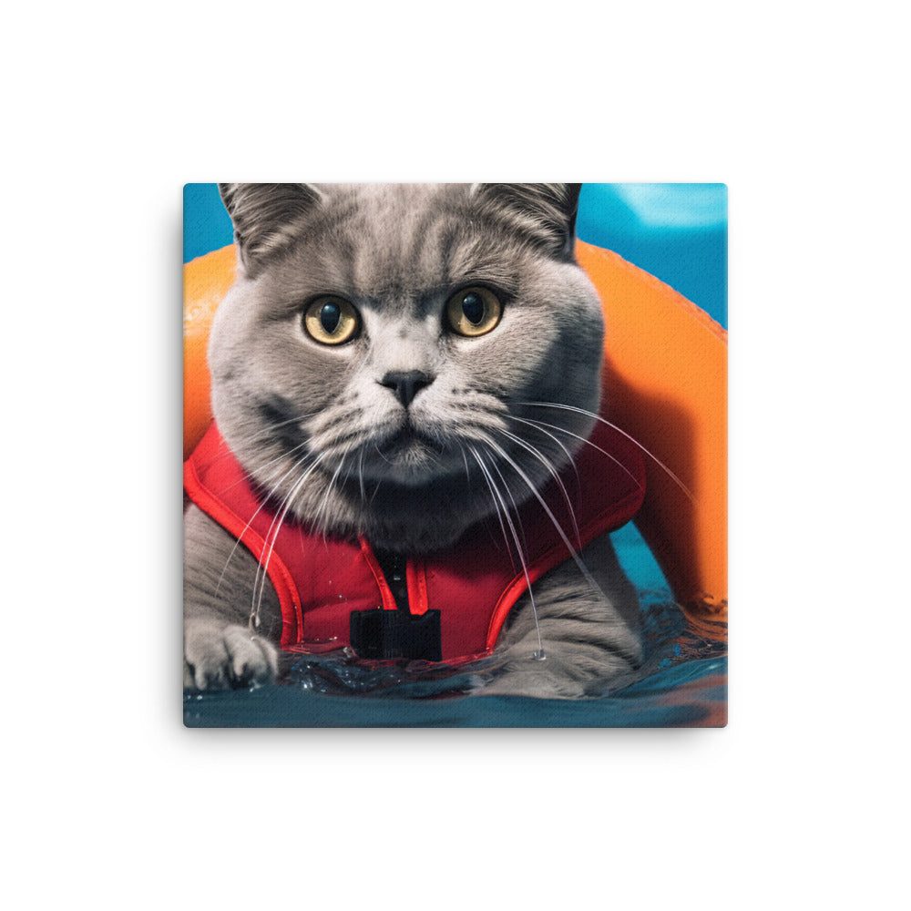 British Shorthair Lifeguard Canvas - PosterfyAI.com